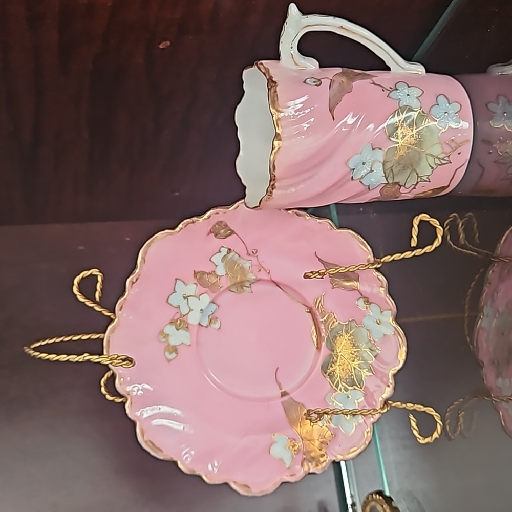 Victorian gilt Dainty 3 piece Demitasse display set A rare find SALE!
